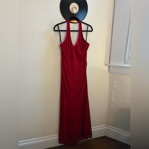 Elegant Red Halter Dress